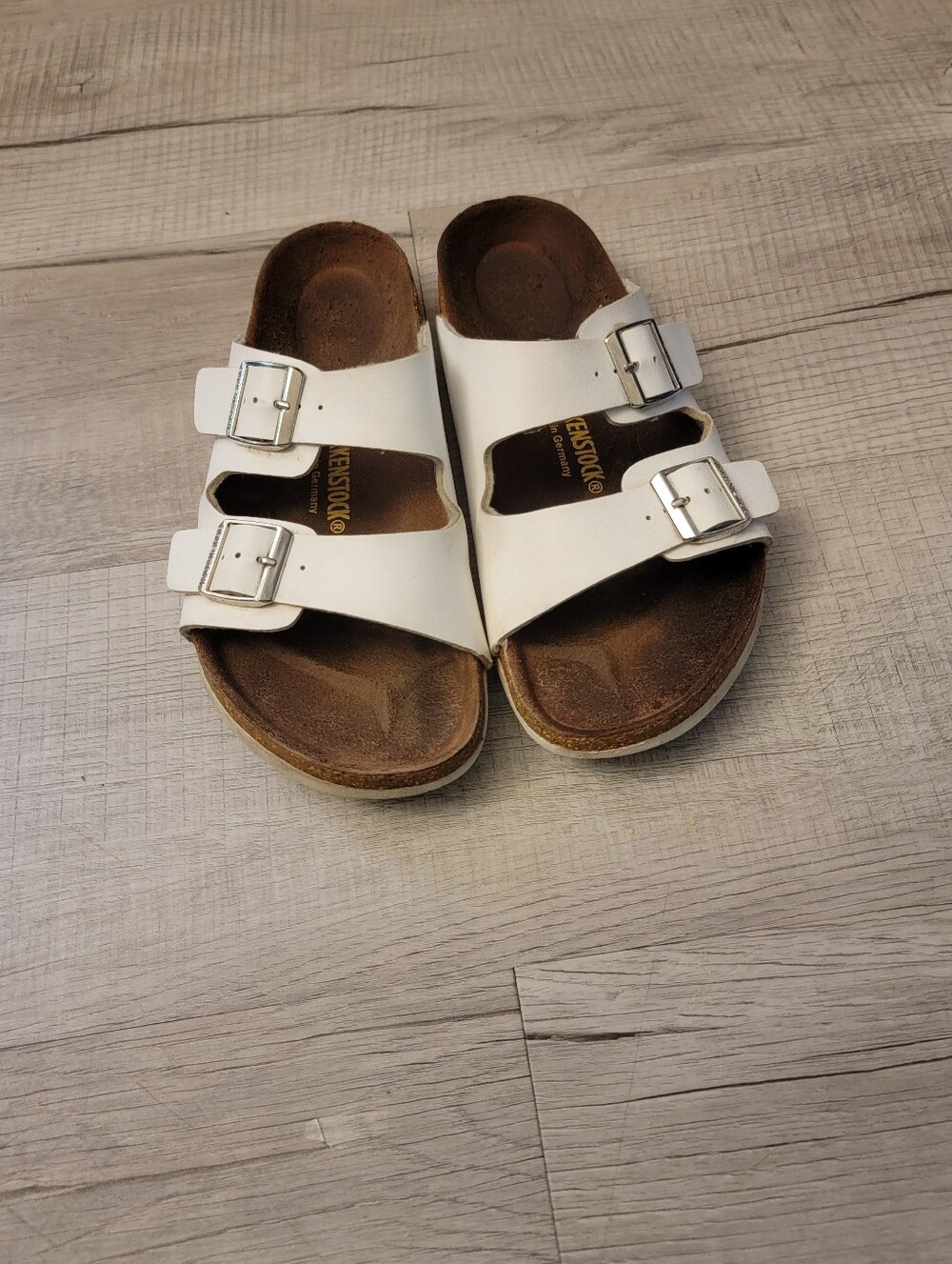 White Triple-Buckle Slide Sandals